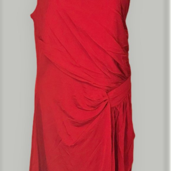 Stunning Red One Shoulder Holiday Dress NWT Fits Like a L - XL - Picture 5 of 11